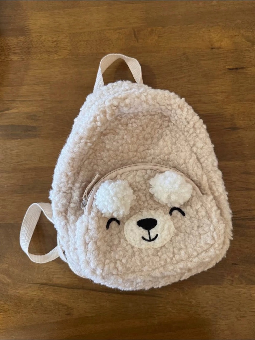 Target Cream Teddy Bear Faux-Sherpa Kids Backpack